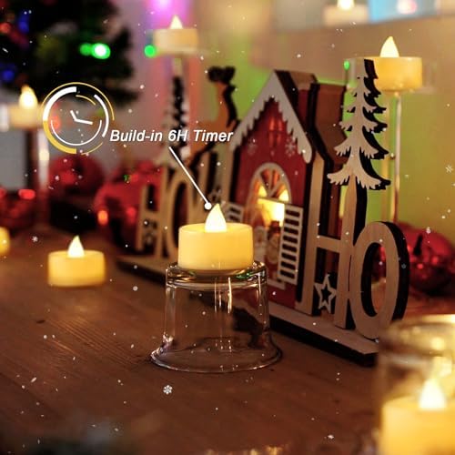 BEICHI 12Pack Battery Operated Tea Lights with Timer, 6H Timer Built-in - Image 3