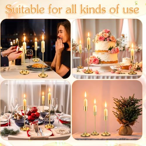 24PCS Brass Gold Candlestick Holders, Metal Taper Candle Holders - Image 7