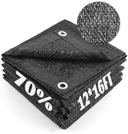 Sun Shade Cloth with Grommets for Garden, 70% 12x16ft, Black by CoolArea