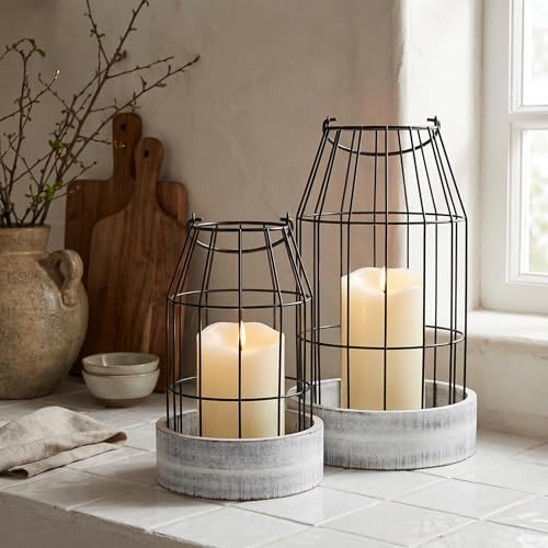Rustic Farmhouse Lantern Decor Set of 2 - Stylish Decorative Lanterns - Image 4