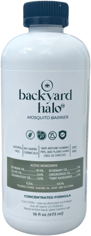 Mosquito Barrier End Hose Sprayer Kit | DEET Free | Two 16 Fl Oz Bottles | Children, Adult, and Pet Safe | Friendly to the Environment | Reduces Mosquitoes | Covers 2,400 SqFt