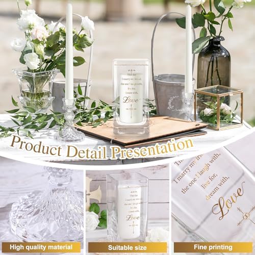 Foldtier 3 Pcs Wedding Unity Candle Set for Church Ceremony, Cross - Image 3