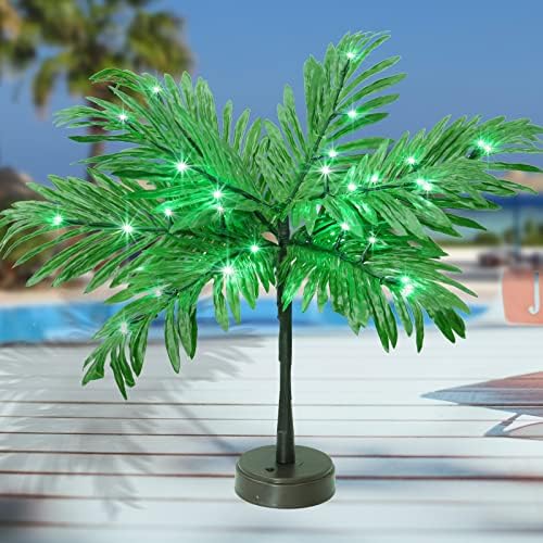 Luau Party Decorations Palm Tree with Lights, Lighted Palm Tree for Table Decor 23In Artificial Light Up Trees Green Table Centerpieces for Tropical Hawaiian Party Tiki Bar Home Summer Decor by Livewithcolorfullights
