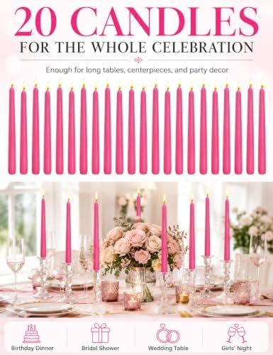 Hot Pink Elegant Taper Candles for Romantic Home Décor and Events - Image 6