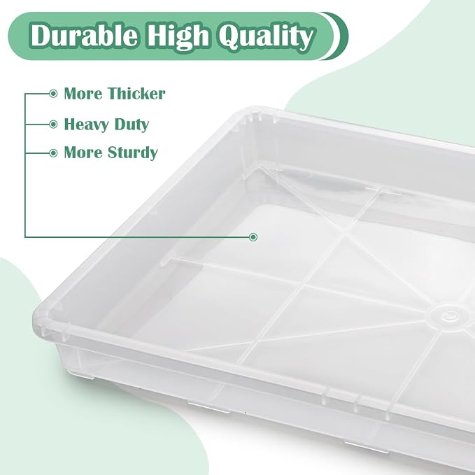 RooTrimmer Clear Seed Starter Trays 5 Pack(17"x11"x2"), Reusable Plastic Carrying Seedling & Nursery Trays, Durable Flat Pots Trays, Transparent Square Tray for Planting and Collecting Drainage Water