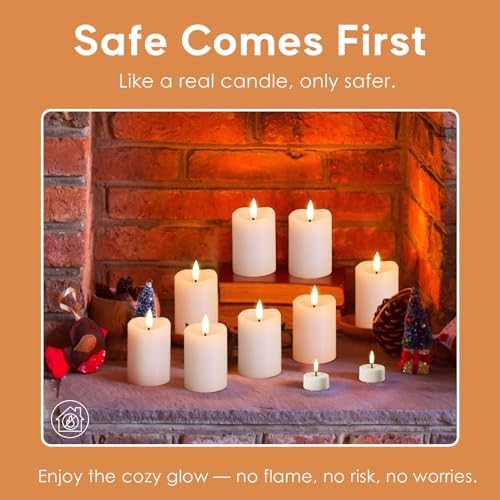 Eywamage White Flameless Votive Candles with Remote Batteries Set of 6 - Image 5