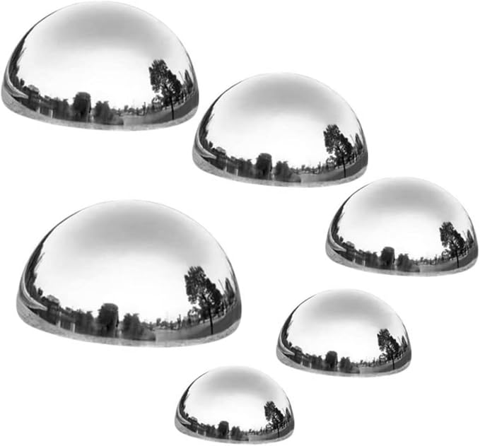 6Pcs Garden Reflective Ball Garden Sphere Ball Gazing Stainless Steel Mirror Hemisphere Mirror Globe Gazing Globe Shiny Sphere Mini Gold Globe