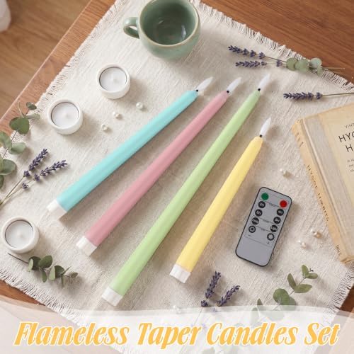 Rossesay 16 Pcs Macaron Flameless Taper Candle with Remote Timer - Image 3