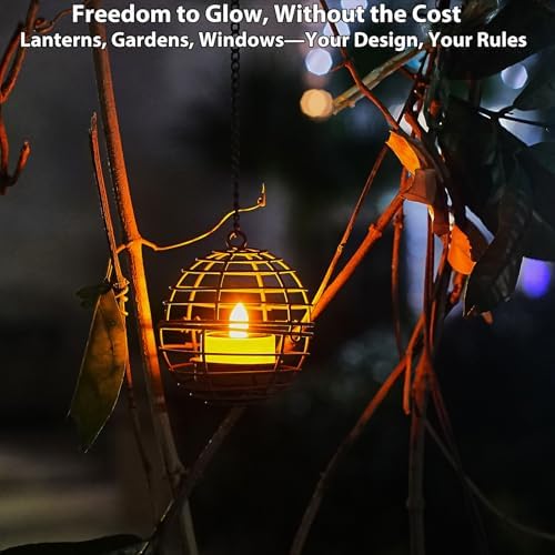 Solar Tea Lights Outdoor Waterproof, 8pcs Rechargeable Dusk to Dawn Little Solar Votive Candles, Flameless Flickering Small Light for Lantern Window DIY Chandelier Patio Deck Garden Decor (Warm Amber) - Image 6