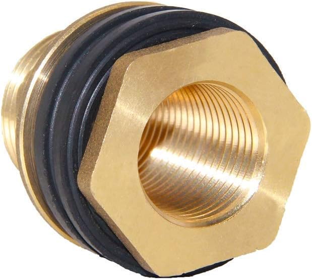 Joywayus 1-1/2" Female 2" Male Soild Brass Water Tank Connector Bulkhead Tank Fitting With 2 Rubber Ring Stablizing