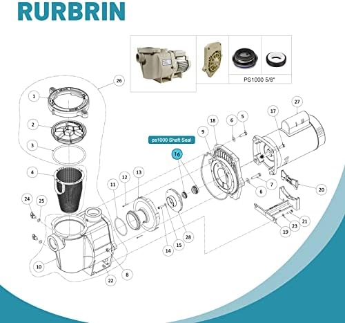 (2 PC) PS-1000 5/8" Shaft Seal Replacement for Pentair WhisperFlo/IntelliFlo Ultraflow Pumps, Replace Part AS-1000 U109-136SS