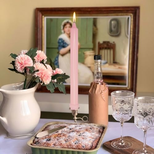NJAO HOO Pink Candlesticks 10 Inch Handmade Dripless Taper Candles Unscented Colored Candle Set, Pack of 4 - Up to 9-11 Hours Burn - Image 5