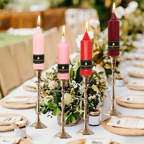 5 inch Short Taper Candle 4 Pack Handmade Gradual Red Candles Unscented Pastel Candlesticks for Holiday Wedding Dinner Party Seasonal Celebration Birthday Home Decoration - Image 6