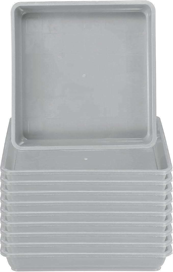 PATIKIL Plant Saucer Tray, 10 Pack 14 Inch Plastic Square Plant Saucer Flower Planter Drip Tray for Indoors Outdoors Patio Balcony, Grey