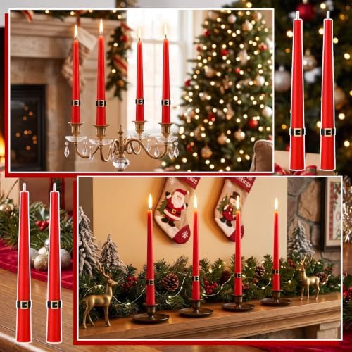 Nuanchu 4 Pcs Christmas Santa Belt Taper Candles Table Centerpieces - Image 4