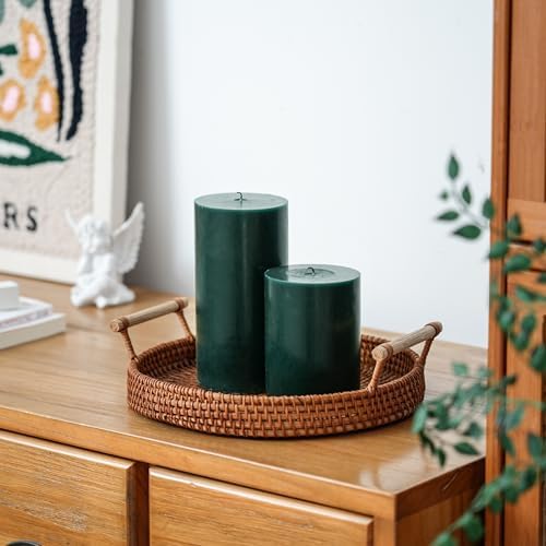 3x4 Inch Dark Green Pillar Candles Set of 3 - Unscented Pillar Candle - Image 5