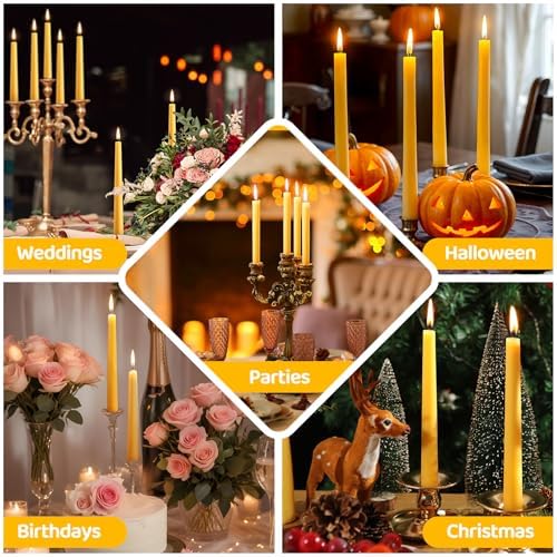 100% Natural Beeswax Candles,Dripless Taper Candle Sticks,10 Inch,12Pack - Image 5