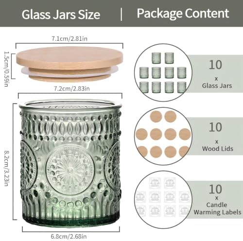 DARJEN 10 Pcs 8oz Glass Candle Jars with Lids, Candle Tins-Green - Image 2