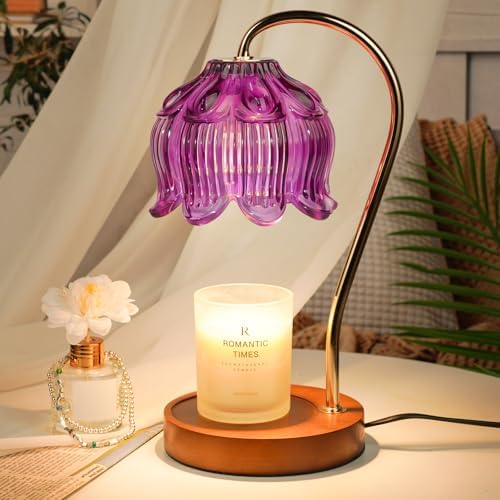 Purple Candle Warmer Lamp with Timer, Electric Candle Warmer, Women Birthday Christmas Gift, Flower Wax Warmer for Yankee Candle Lovers, Vintage Melt Lamp for House Warming Gifts for Mom, Friend by Funistree
