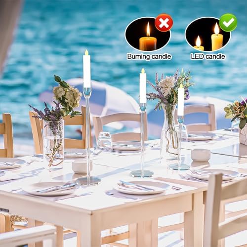 Candlestick Holders Small Acrylic Clear Taper Candle Stand Bundle for Table Centerpiece Suitable for 3/4 & 7/8 Inch Electronic LED Candles for Home Decor Wedding Party (6 PCsTaper Candle Holders) - Image 2