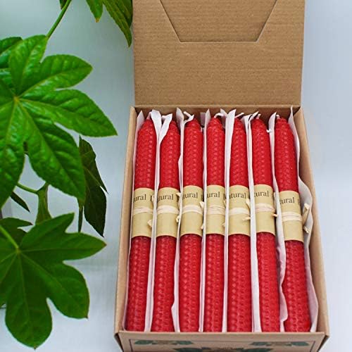 Beeswax Handmade Taper Candles, 7 Pair Red Color, 9 Inch Smokeless Dripless Wax Candles, Beeswax Candle for Home Gift Ideas - Image 3