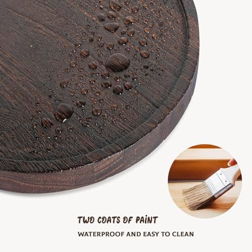 Round Decorative Tray Farmhouse Kitchen Decor Soap Dish, 10" Dark Brown - Image 5