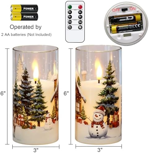 Christmas LED Glass Flameless Candles Battery Operated with Remote Timer - Image 7