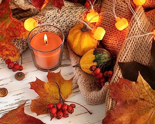 Set of 20 Orange Votive Candles Clear Glass Filled Unscented Soy Wax Candle for Home Halloween Fall Harvest Thanksgiving and DIY - Image 2