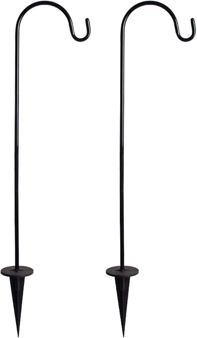 Adjustable Shepherd Hooks, Steel Garden Stakes, 26.77 in, 2 Pack | Includes 2 hooks, Adjustable sections 11.02 18.90 26.77 in, For lights lanterns planters, Tool-free assembly