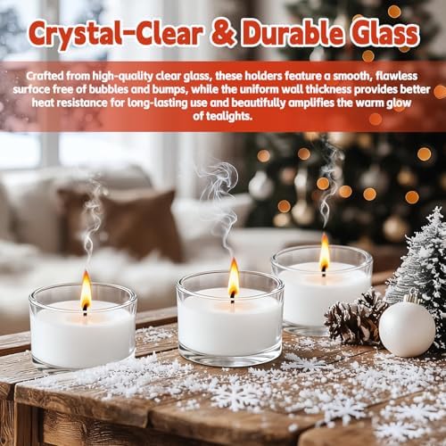 36 Pack Clear Glass Tealight Candle Holders for 1.5" Tealights - Image 5