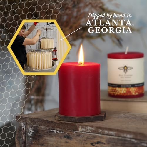 Big Dipper Wax Works 100% Beeswax Pillar Candle, 2 x 4.75 in, Red - Image 4