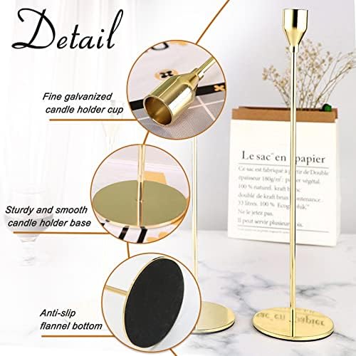 6Pcs Lemon Gold Candlestick Holders, Tall Taper Candelabra Stands fits 3/4 inch Thick Pillar Candle Stick, Elegant Decor Set for Table Centerpiece, Floor, Fireplace as Date, Festival, Fitting. - Image 2