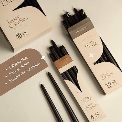 Leor & Lair Black Taper Candles, 40 Pack, 10 Inch Bulk Candlesticks - Image 6