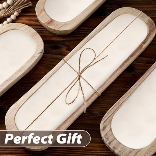FoldTier 4 Pcs Wooden Dough Bowl Bulk, Natural, 20'' X 6'' X 2'', Classic - Image 3