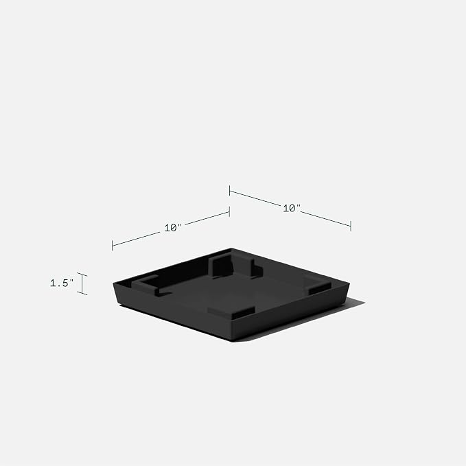 Veradek Nobleton Indoor/Outdoor Wide Square Planter (Black, 22" - 2 Pack with 2 Saucer Trays)