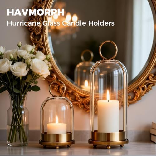 5"&4" Hurricane Glass Candle Holders, Hanging Brass Metal Candle Holder - Image 4