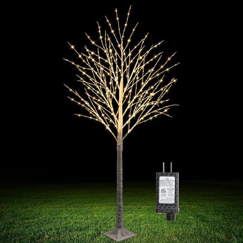 6FT Lighted Birch Tree, 500 LED Warm White Lights by IJG