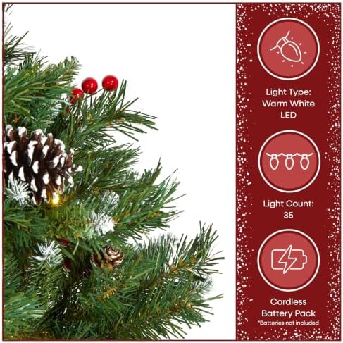 National Tree Company 18in Pre-Lit Frosted Berry Christmas Urn Filler - Image 5
