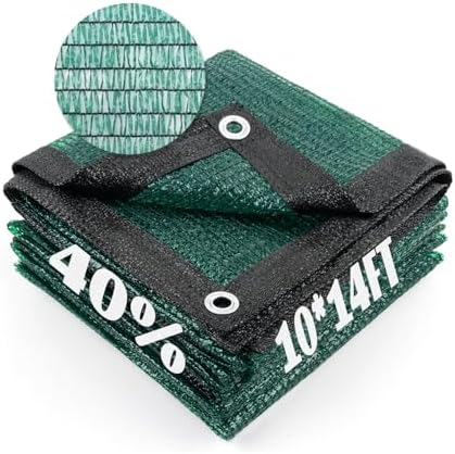 Sun Shade Cloth with Grommets for Garden, 40% 10x14ft, Dark Green by CoolArea