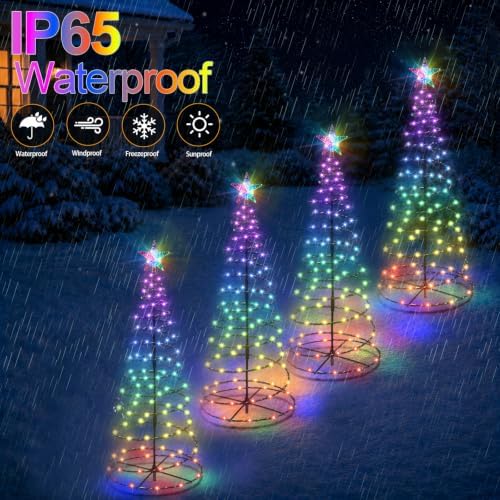 4.36FT 196 LED Smart Spiral Christmas Tree Lights Outdoor with App Control - Image 5
