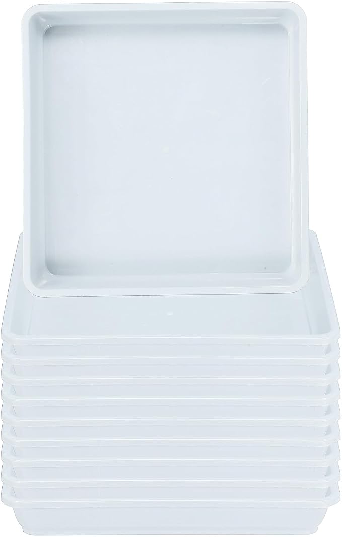 PATIKIL Plant Saucer Tray, 10 Pack 12 Inch Plastic Square Plant Saucer Flower Planter Drip Tray for Indoors Outdoors Patio Balcony, White