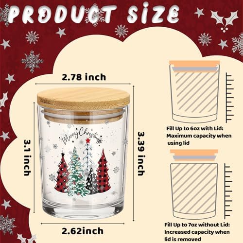 Ziliny 12 Pack Christmas Glass Candle Jar with Lid, 7 oz Xmas Empty Jar - Image 3