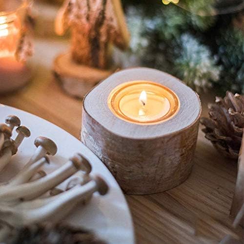 Christmas Birch Tealight Holder Real Birch Log Candle Holders Wooden Tealight Candleholder Succulent Plant Holder for Home Party Fireplace Decoration (Pack of 4 Same Height 2.36"x2.36") - Image 5