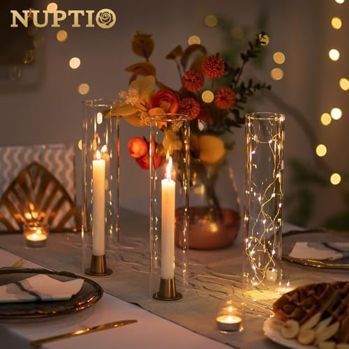 NUPTIO Hurricane Candle Holder for Candlestick: Clear Glass Cylinder Cover - Image 3