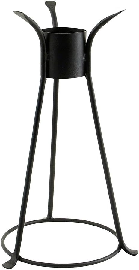 Alpine 10" Blue Outdoor Glass Gazing Globe with Achla Designs 13 1/2" Black Iron Stand for Gardens