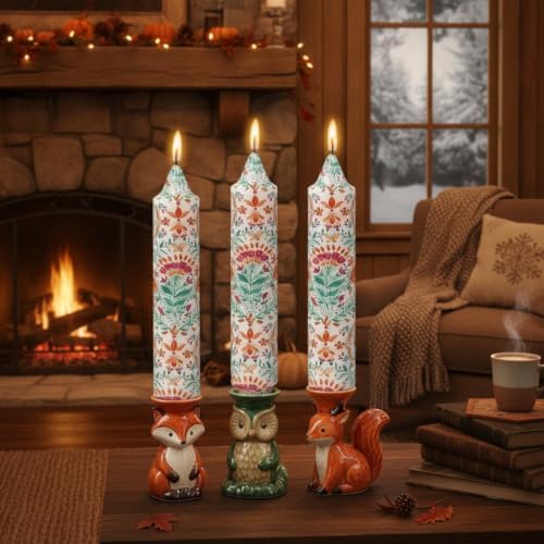 7 inch Short Candle Floral Candle Sticks Printed Candlestick Handmade Unscented Taper Candle 4 Pack Vintage Flower Tapered Candles for Bohemia Home Dinner Wedding Holiday - Image 6
