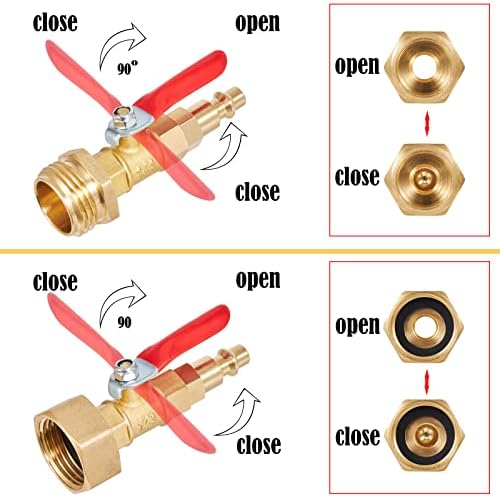 Winterize Blowout Adapter,1/4 Inch Male Quick Connecting Plug and 3/4 Inch GHT Hose Thread.with Ball Valve and Teflon Tape for Blow Out Water to Winterize Sprinkler Systems (Couple) - Image 4