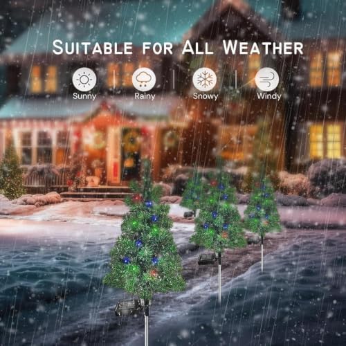 Solar Christmas Tree Garden Stake Lights Waterproof Christmas Decorations Tree Lights Outdoor Xmas Tree Light Christmas décor Pathway Lights Patio Yard (6) - Image 4