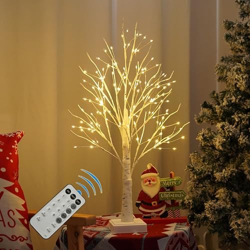 144 LED Birch Tree Lights with Remote Control and Timer-Warm White by PXBNIUYA