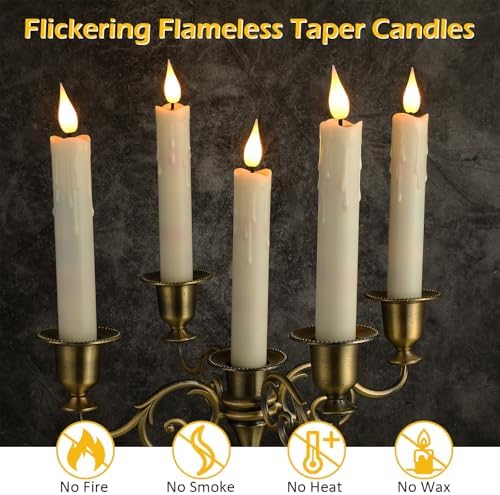Baquler 24 Pcs 6.5" Ivory Flameless Taper Candle LED Stick Battery Operated - Image 4